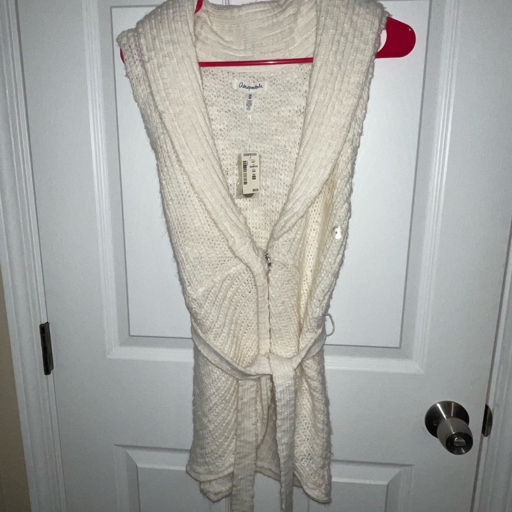 Aeropostale Cream Cable Knit Cardigan